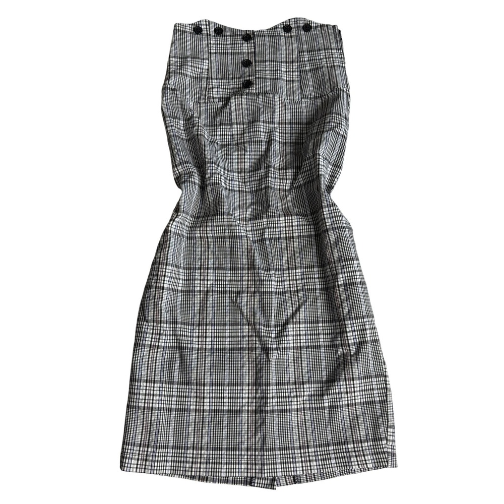 Unique Vintage Retro Plaid High Waisted Midi Skirt or Strapless Dress Sz Medium